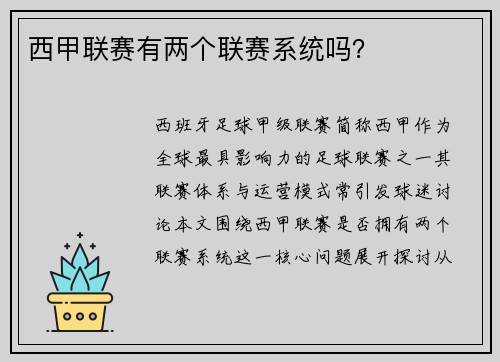 西甲联赛有两个联赛系统吗？